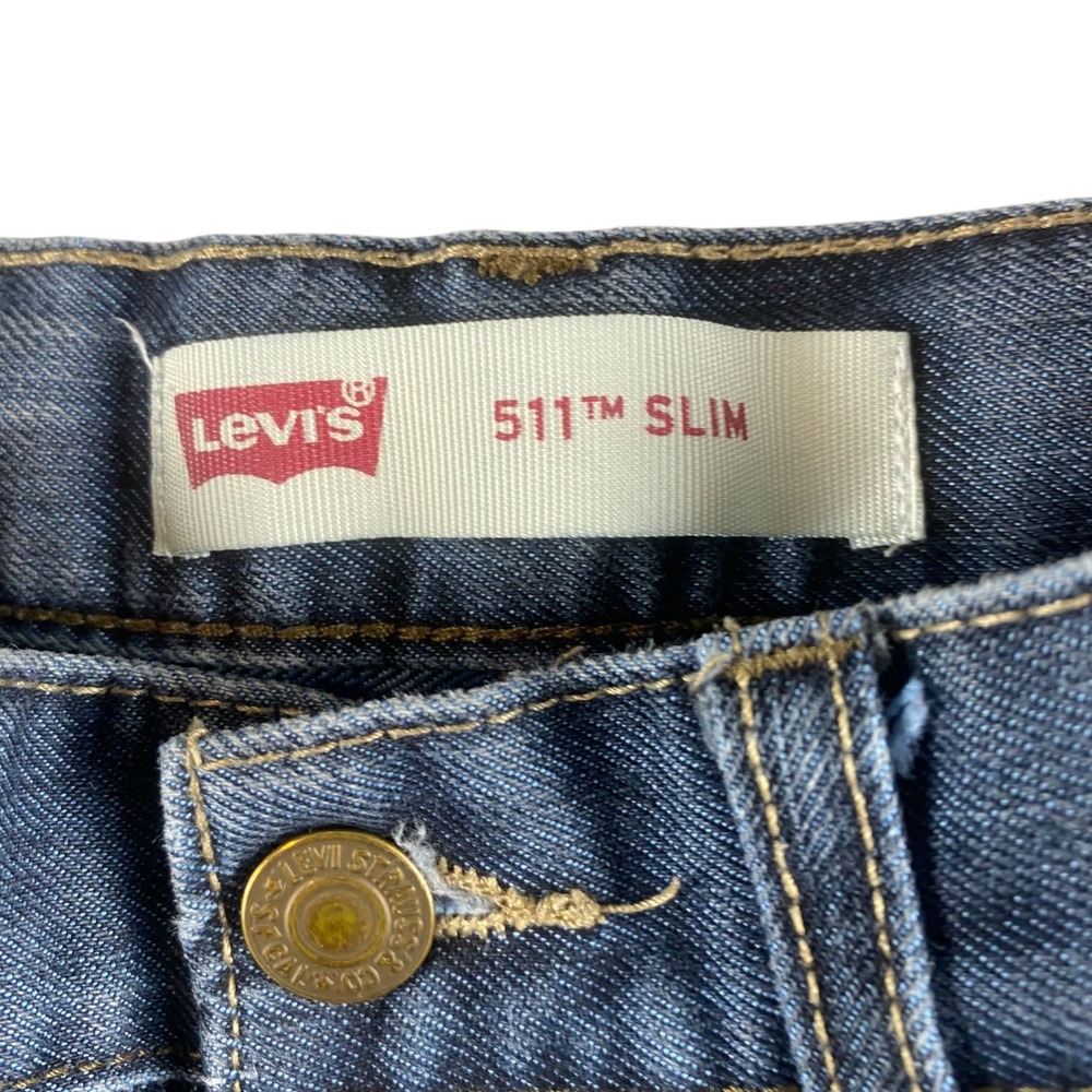 Levi's 511 Slim Fit Boys Jeans Dark Wash Adjustable Waist Size 10 Regular - Picture 5 of 8